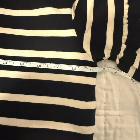 J.Crew Striped Cotton Ruffle Sleeve Top Black White Size Small Oversized - Picture 3 of 7